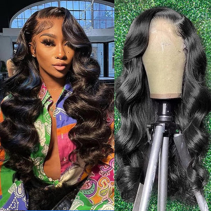 13X6 Lace Front Wigs Human Hair Pre Plucked 180 Density 26 Inch HD Body Wave Lace Front Wigs Human Hair 10A Frontal Wigs Human Hair Wigs for Women Glueless Wigs Human Hair Pre Plucked Black Wig