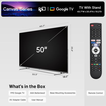 50 Inch Smart TV, 4K LED Google TV with Google Play Built-In Google Cast, HDR 10, MEMC, Voice Remote, Dolby Atmos & Vision, UHD Stream Live Television (CG50-C3,2024)