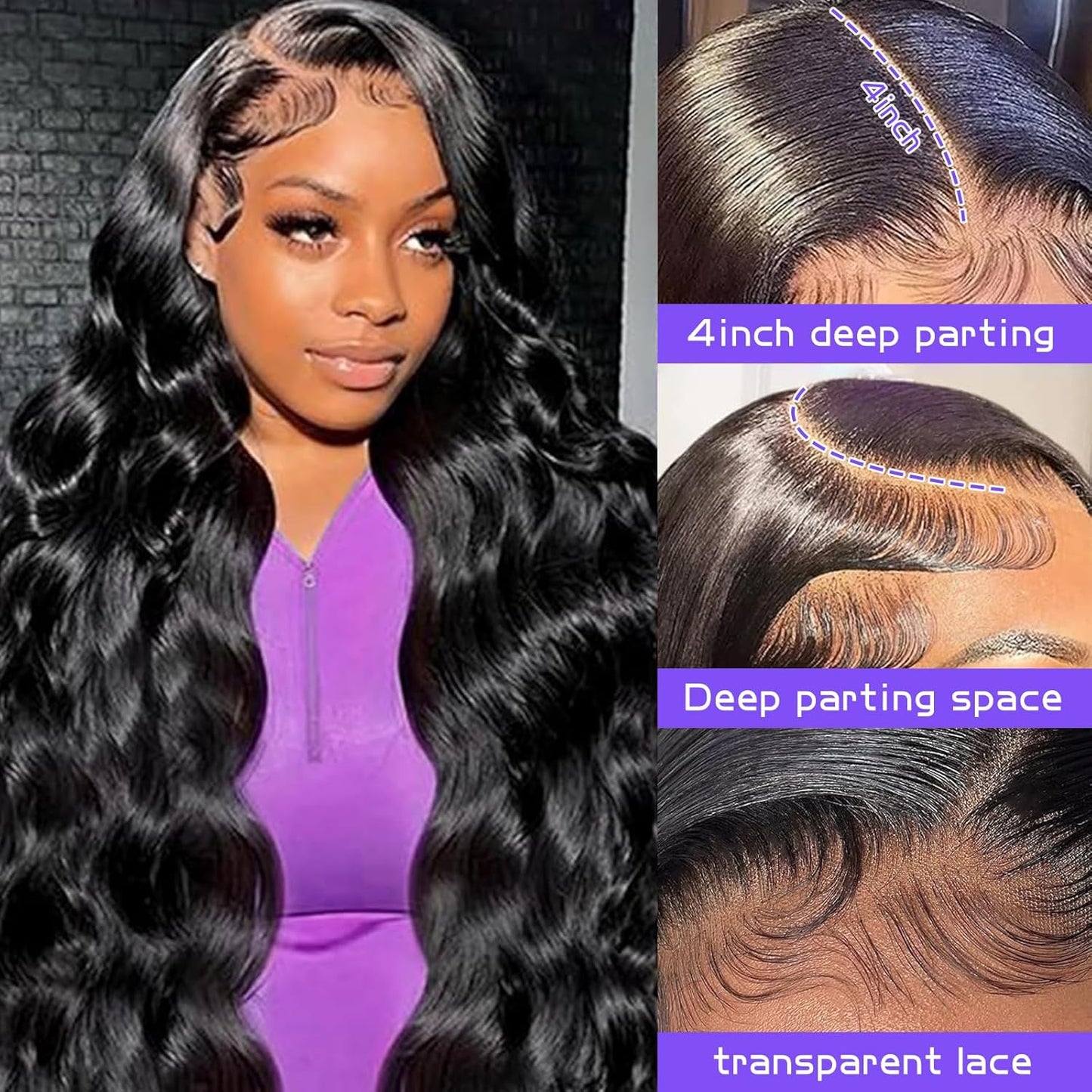 Body Wave Lace Front Wigs Human Hair 13X4 HD Lace Front Wigs 180% Density Lace Front Wigs Baby Hair Natural Hairline Brazilian Virgin Glueless Human Hair Wigs