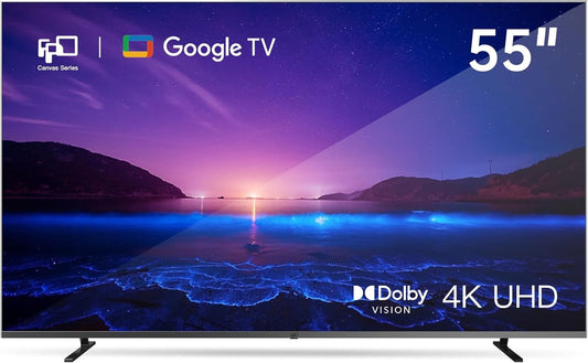 55-Inch Smart TV Google TV 4K UHD with Google Play and Google Cast Built-In, HDR 10, Dolby Vision Dolby Atmos, MEMC, Voice Remote, Stream Live Tv(Canvas-Series, CG55-C1, 2024 Model)